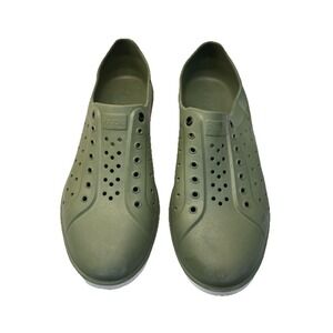 Mens Native Jefferson Bio-Based EVA Perforated Slip On Olive Green Shoes Size 12